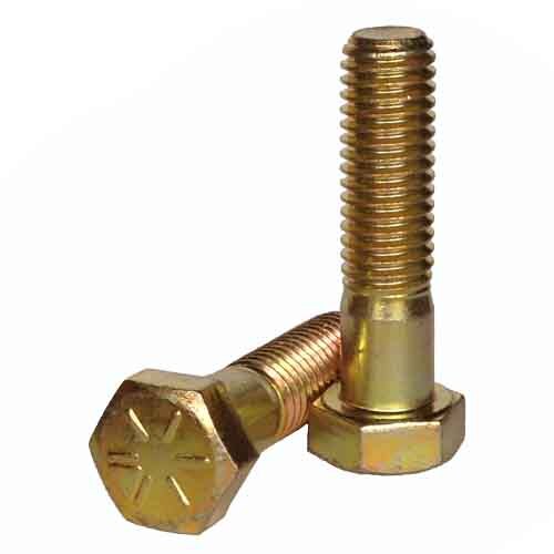 8C146 1/4"-20 X 6" Hex Cap Screw, Grade 8 (SAE J429), Coarse, Zinc Yellow, USA /Canada